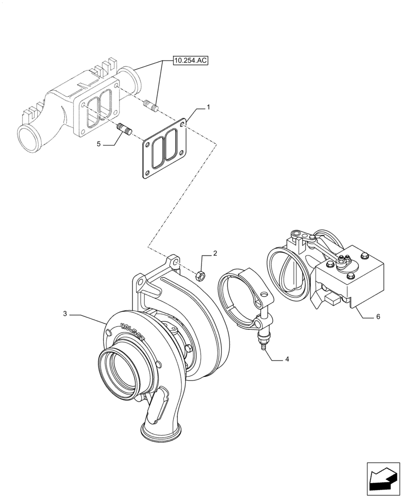 Схема запчастей Case F2CFE614F B004 - (10.250.AC) - TURBOCHARGER (10) - ENGINE