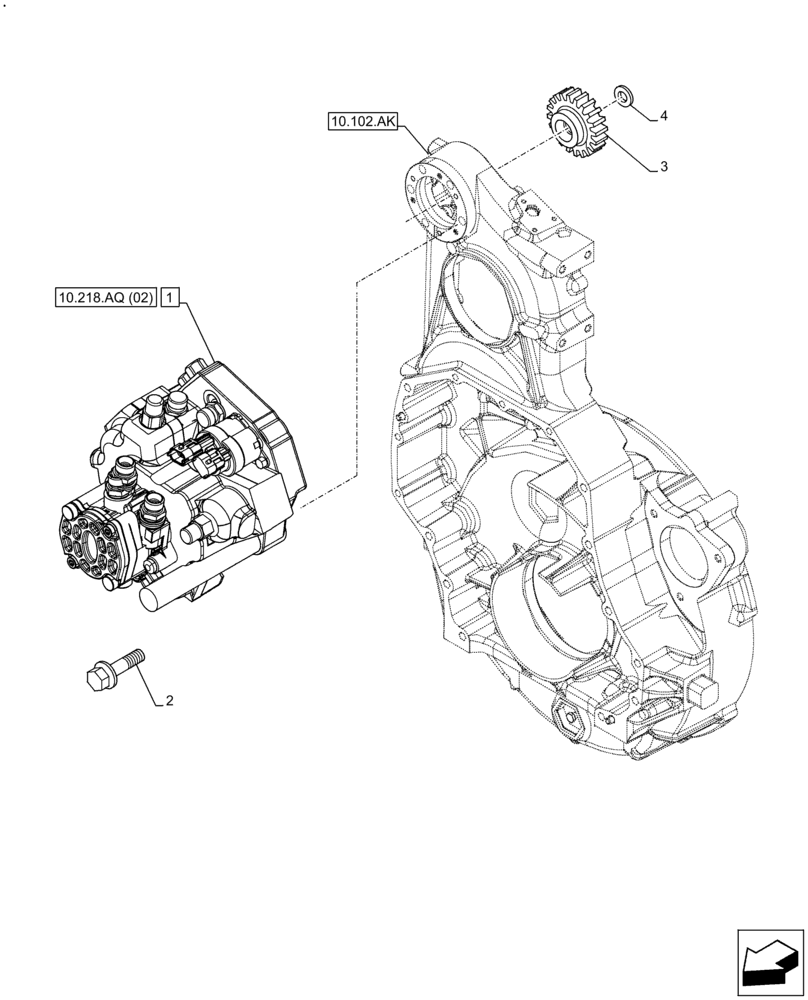 Схема запчастей Case F2CFE614F B004 - (10.218.AQ[01]) - FUEL INJECTION PUMP (10) - ENGINE