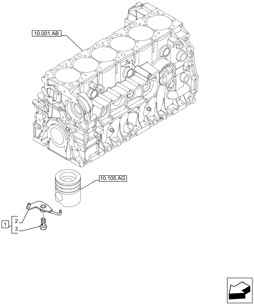 Схема запчастей Case F2CFE614F B004 - (10.304.AR) - PISTON COOLING NOZZLE (10) - ENGINE