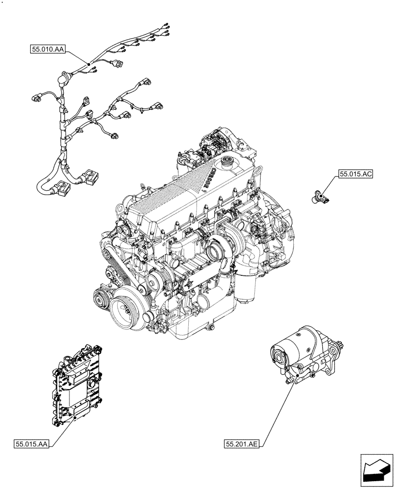 Схема запчастей Case F2CFE614F B004 - (00.000.55) - PICTORIAL INDEX - ELECTRICAL SYSTEMS (00) - GENERAL & PICTORIAL INDEX