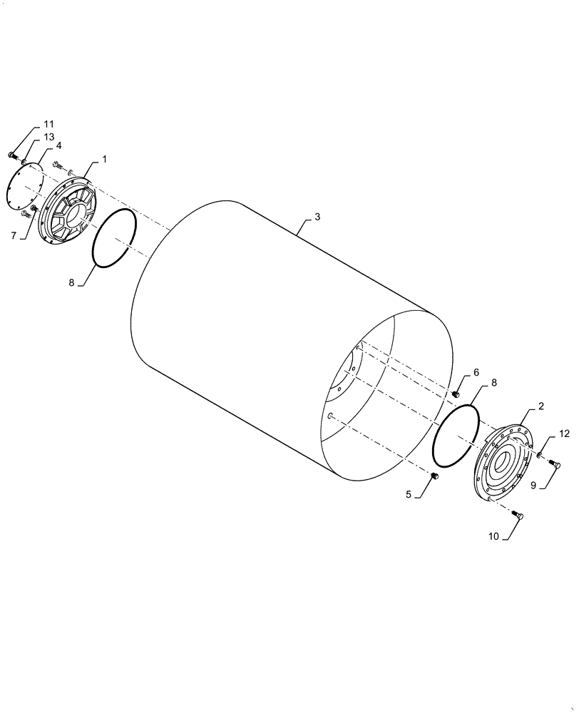 Схема запчастей Case DV210C - (44.160.AA) - COMPACTOR DRUM MOUNTING, FRONT, REAR (44) - WHEELS