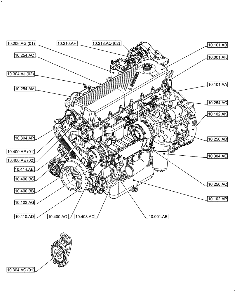 Схема запчастей Case F2CFE614F B004 - (00.000.10) - PICTORIAL INDEX - ENGINE (00) - GENERAL & PICTORIAL INDEX