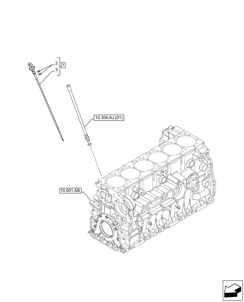 Схема запчастей Case F2CFE614F B004 - (10.304.AJ[02]) - DIPSTICK (10) - ENGINE