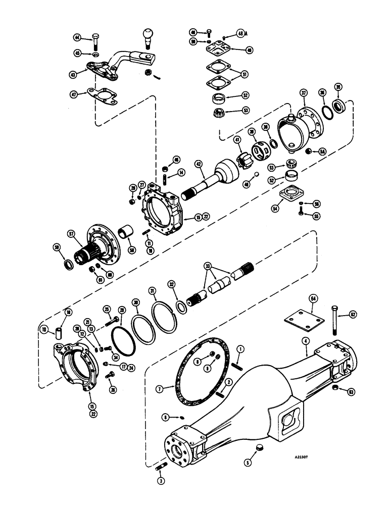 Схема запчастей Case W10E - (194) - L15395 REAR STEERING AXLE, AXLE HOUSING AND STEERING (06) - POWER TRAIN