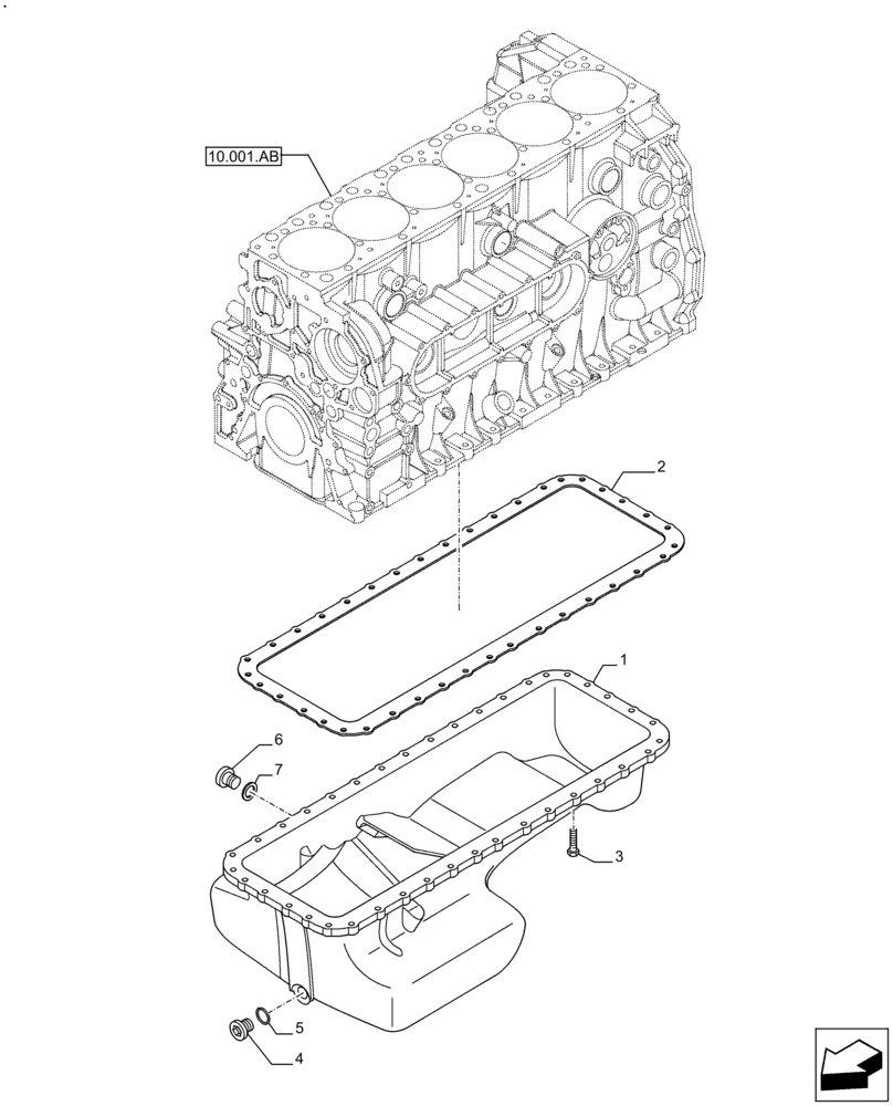 Схема запчастей Case F2CFE614F B004 - (10.102.AP) - ENGINE OIL PAN (10) - ENGINE