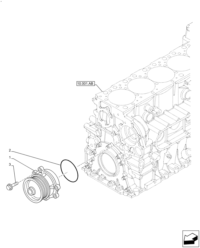 Схема запчастей Case F2CFE614F B004 - (10.400.BB) - WATER PUMP (10) - ENGINE