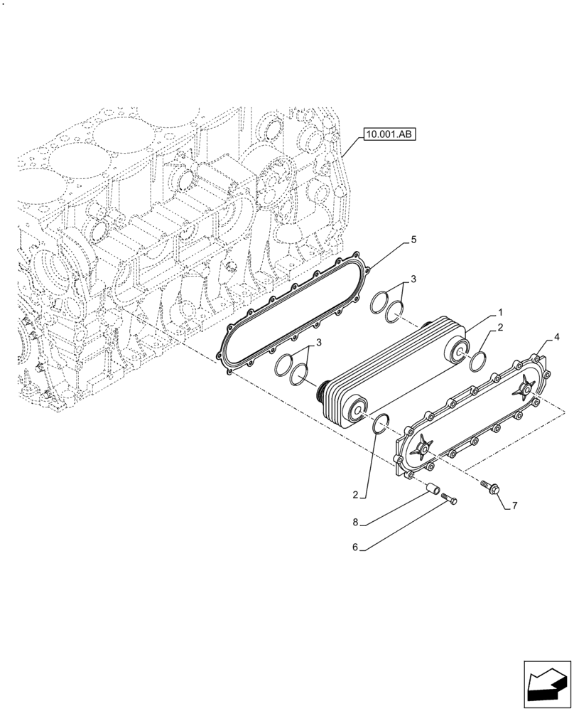 Схема запчастей Case F2CFE614F B004 - (10.408.AC) - HEAT EXCHANGER (10) - ENGINE