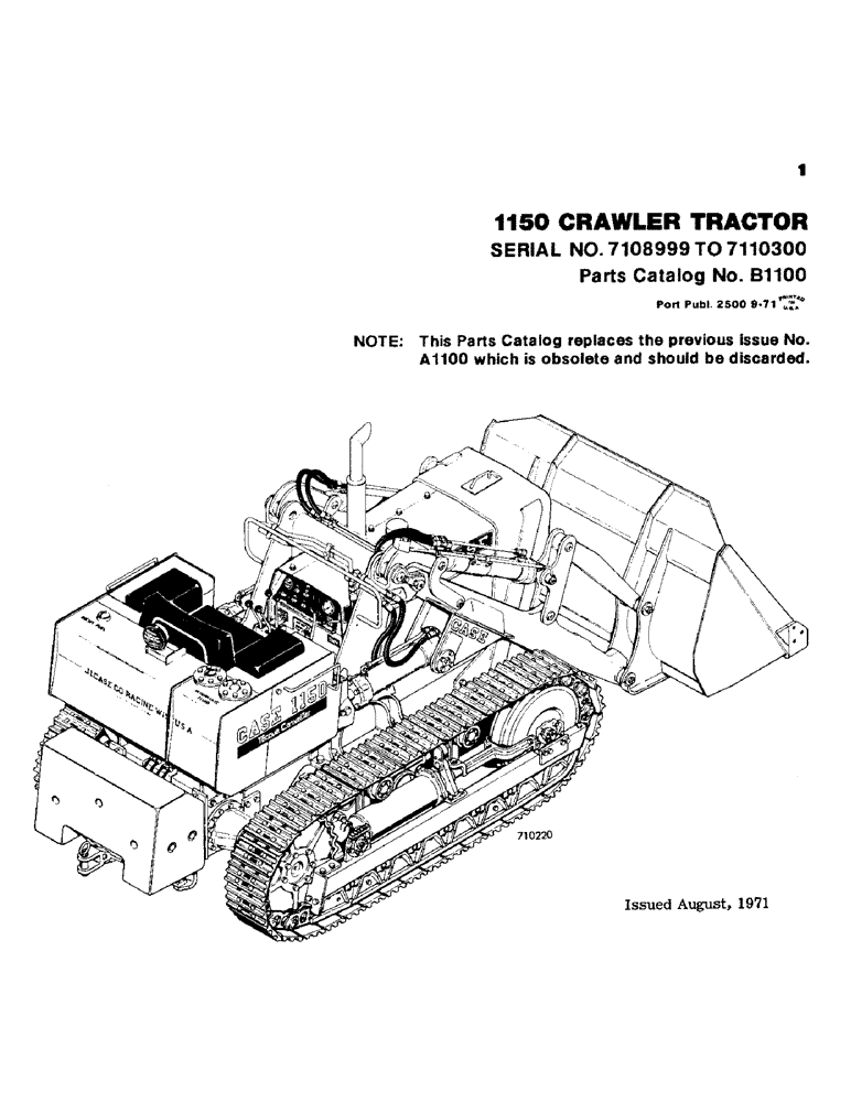 Схема запчастей Case 1150 - (001) - 1150 CRAWLER TRACTOR SERIAL NUMBER 7108999 TO 7110300 (00) - GENERAL