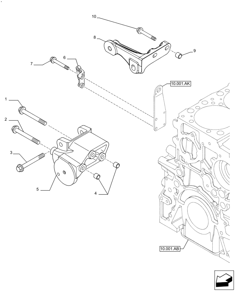 Схема запчастей Case F2CFE614F B004 - (55.301.AB) - ALTERNATOR, SUPPORT (55) - ELECTRICAL SYSTEMS