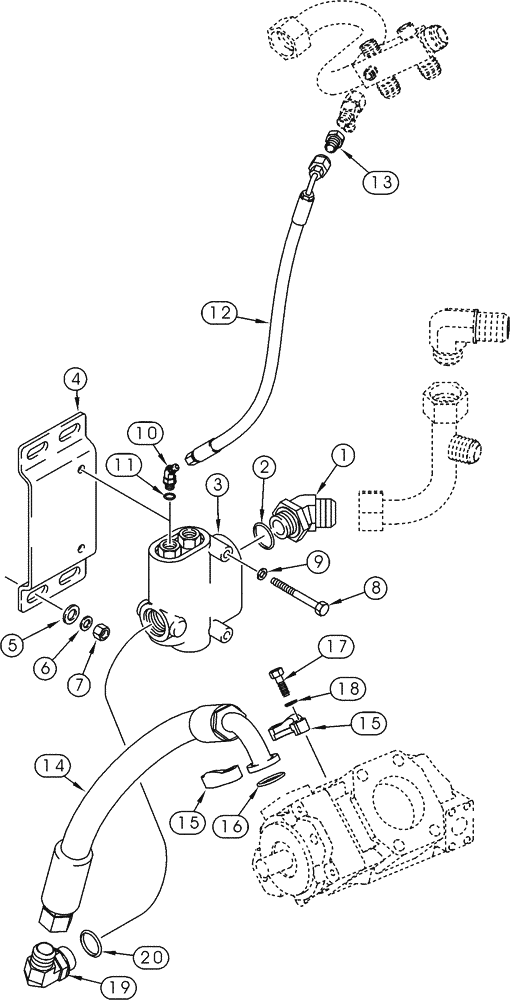 Схема запчастей Case 621C - (08-010) - HYDRAULICS - PUMP, SUPPLY AND RETURN, FLOW CONTROL VALVE TO PUMP (08) - HYDRAULICS