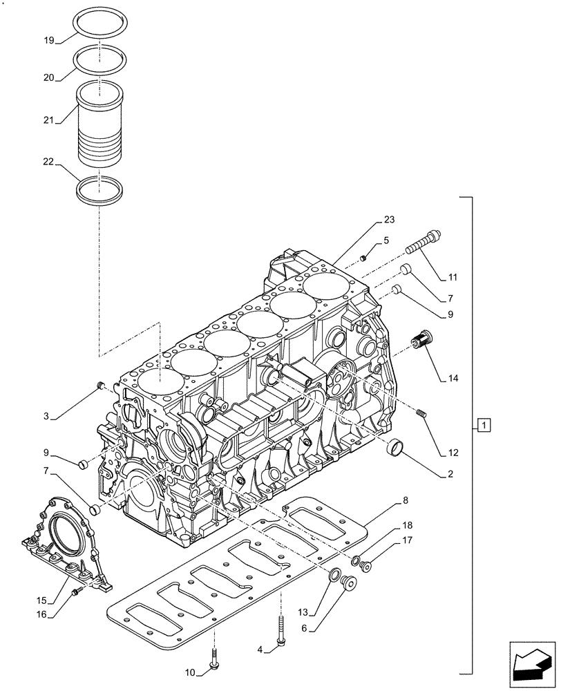 Схема запчастей Case F2CFE614F B004 - (10.001.AB) - CRANKCASE (10) - ENGINE