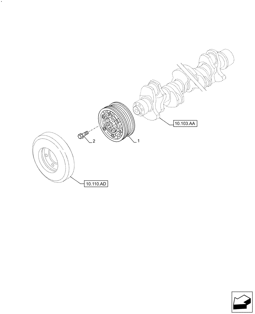 Схема запчастей Case F2CFE614F B004 - (10.103.AG) - CRANKSHAFT & PULLEY (10) - ENGINE