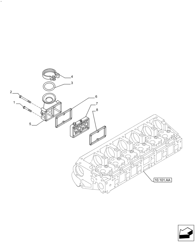 Схема запчастей Case F2CFE614F B004 - (10.254.AM) - INTAKE & EXHAUST MANIFOLD (10) - ENGINE