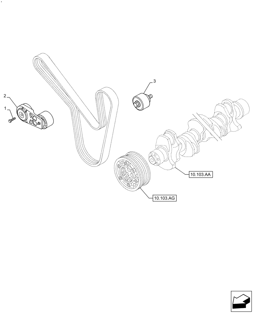 Схема запчастей Case F2CFE614F B004 - (10.414.AE) - BELT TENSIONER (10) - ENGINE