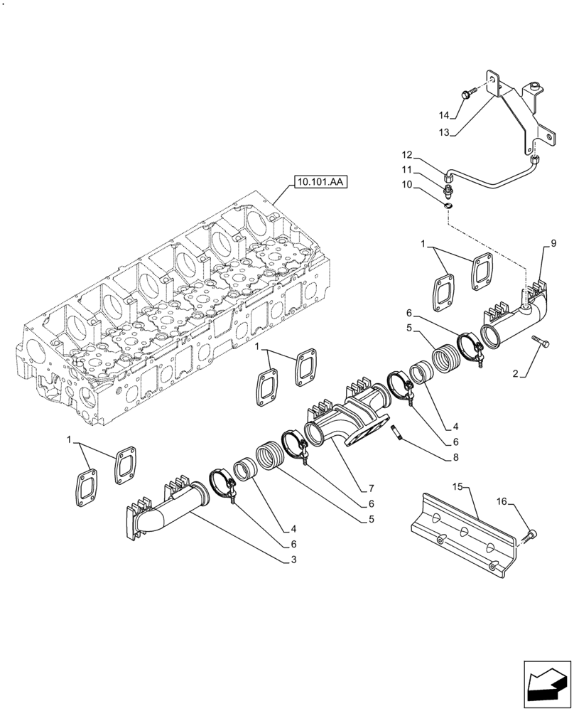 Схема запчастей Case F2CFE614F B004 - (10.254.AC) - EXHAUST MANIFOLD (10) - ENGINE