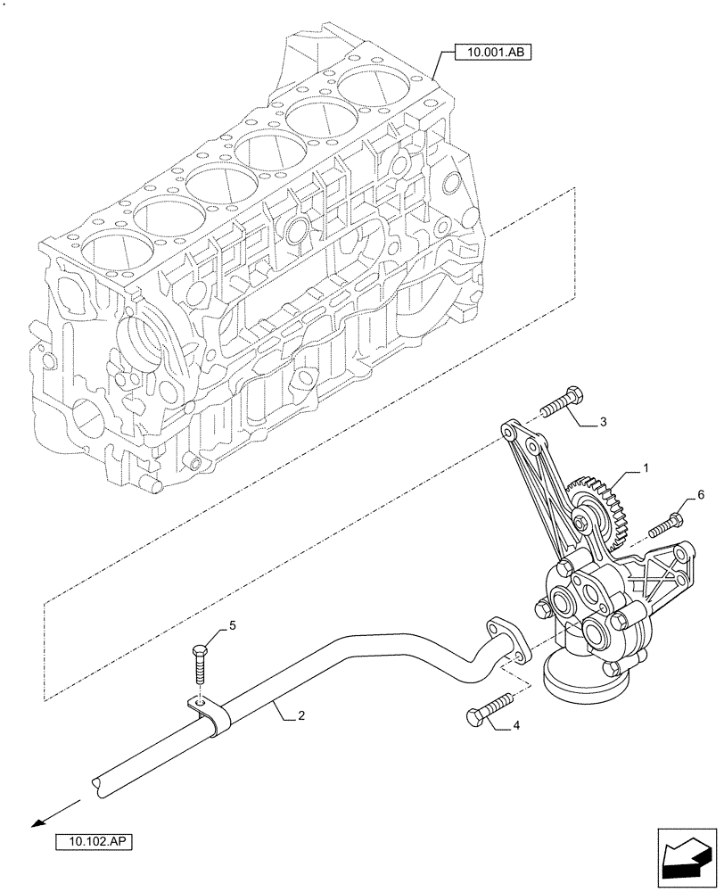 Схема запчастей Case F2CFE614F B004 - (10.304.AC[02]) - ENGINE OIL PUMP (10) - ENGINE