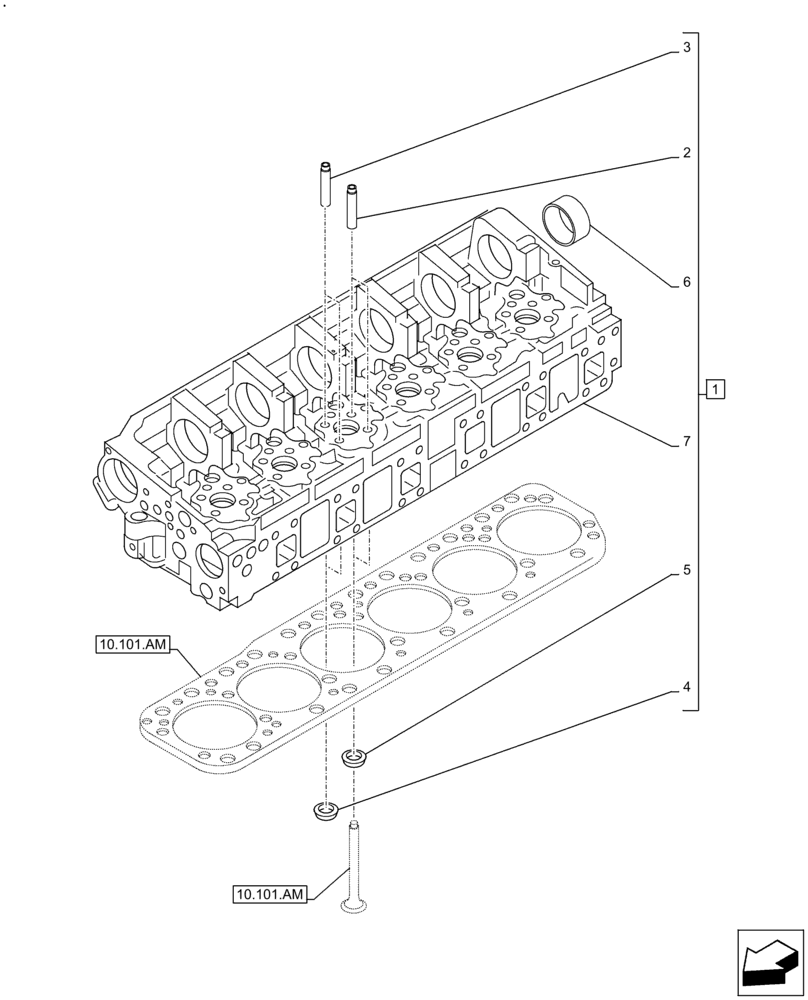 Схема запчастей Case F2CFE614F B004 - (10.101.AA) - CYLINDER HEAD (10) - ENGINE