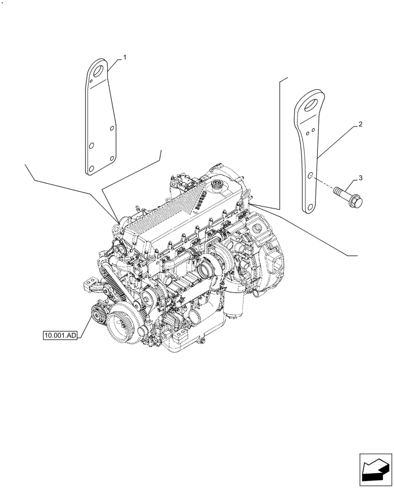 Схема запчастей Case F2CFE614F B004 - (10.001.AK) - HOOK, SUPPORT (10) - ENGINE