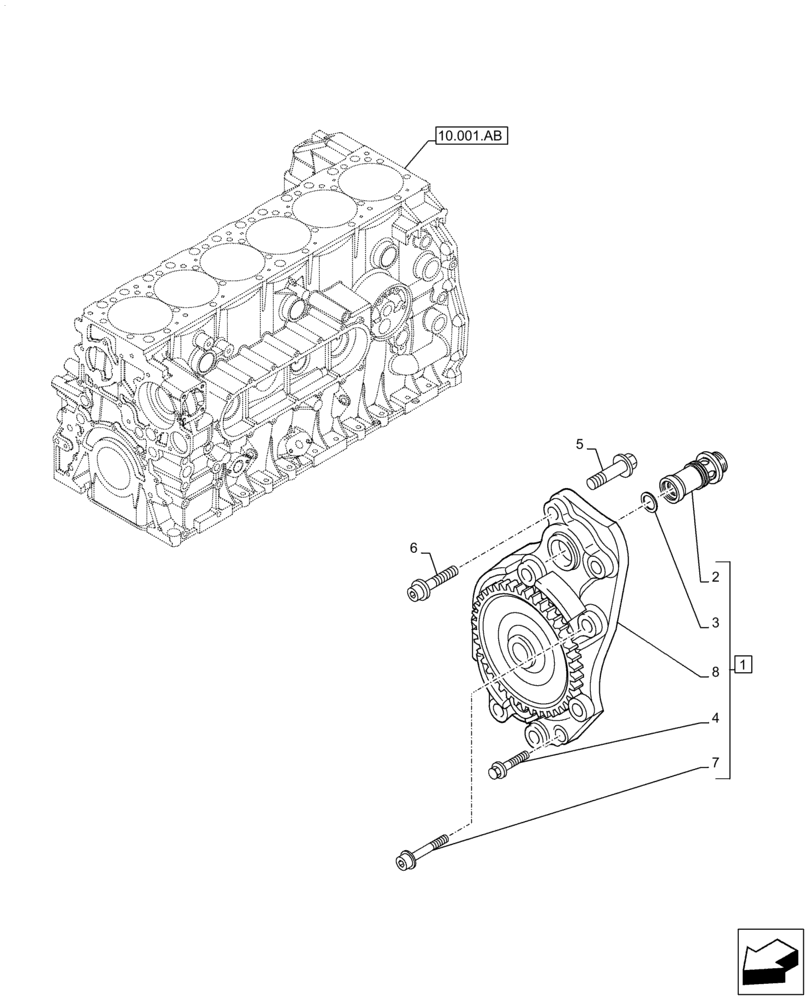 Схема запчастей Case F2CFE614F B004 - (10.304.AC[01]) - OIL PUMP (10) - ENGINE