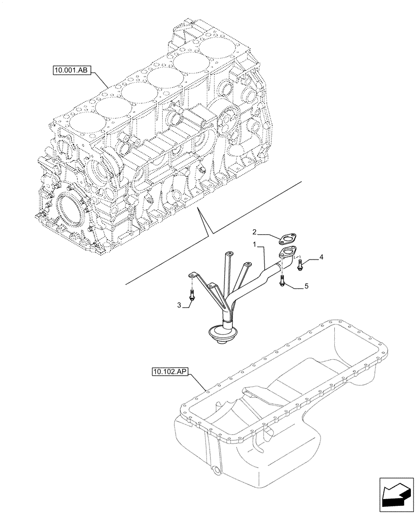 Схема запчастей Case F2CFE614F B004 - (10.304.AL) - SUCTION PIPE, (10) - ENGINE