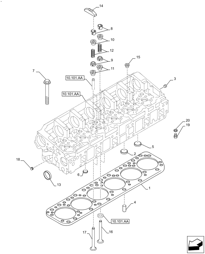 Схема запчастей Case F2CFE614F B004 - (10.101.AM) - VALVE (10) - ENGINE