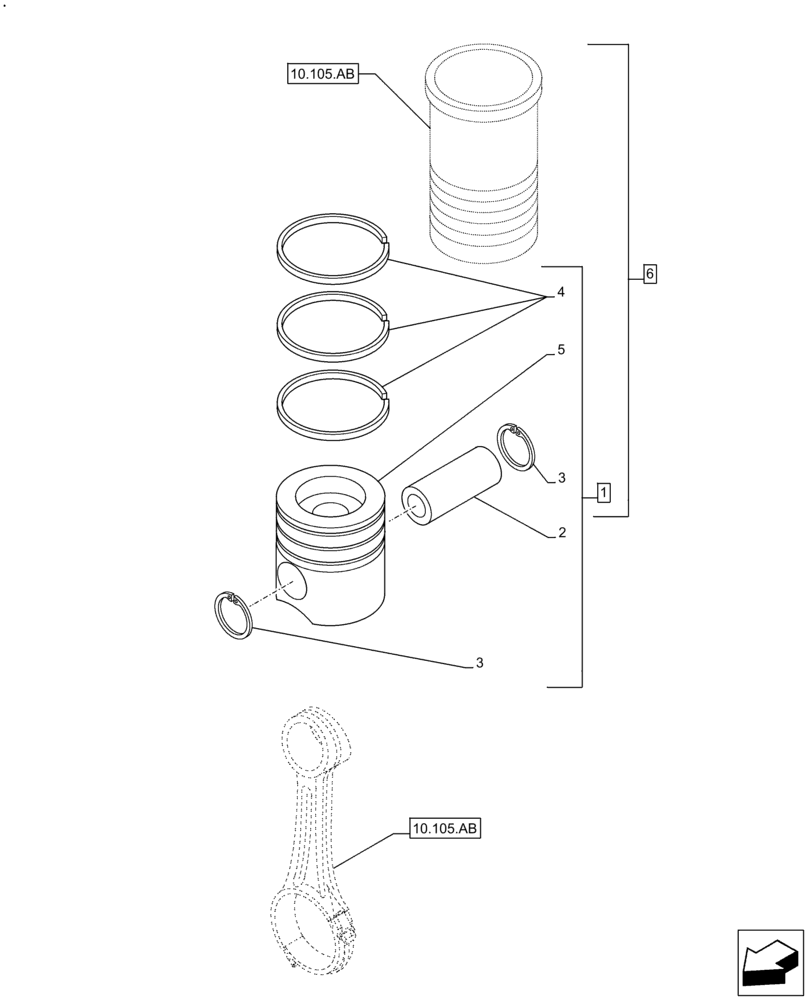 Схема запчастей Case F2CFE614F B004 - (10.105.AG) - PISTON (10) - ENGINE