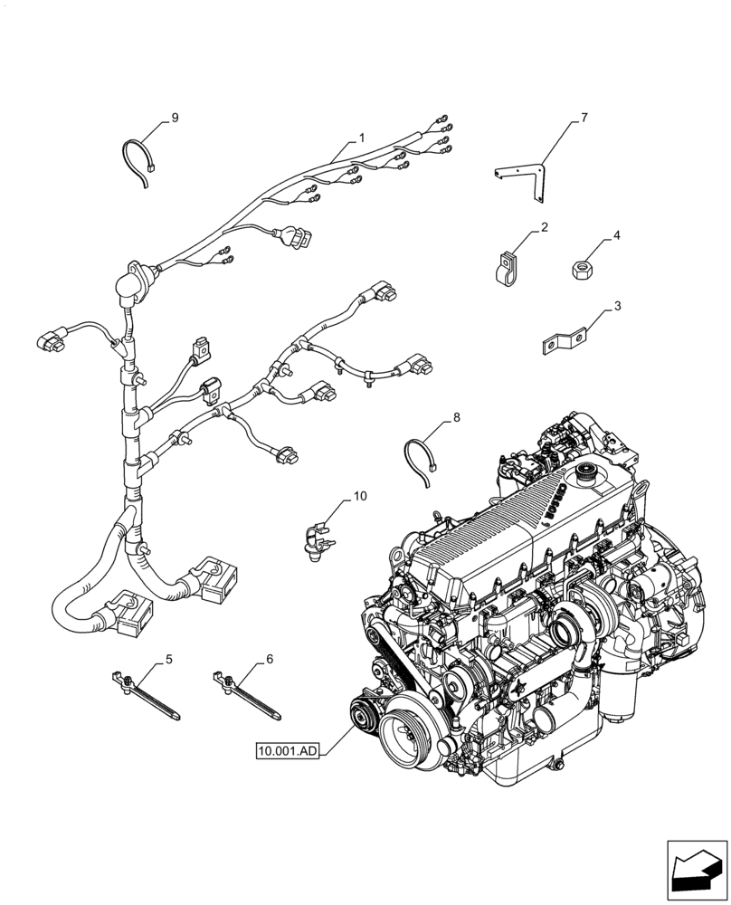 Схема запчастей Case F2CFE614F B004 - (55.010.AA) - ENGINE, CABLE (55) - ELECTRICAL SYSTEMS