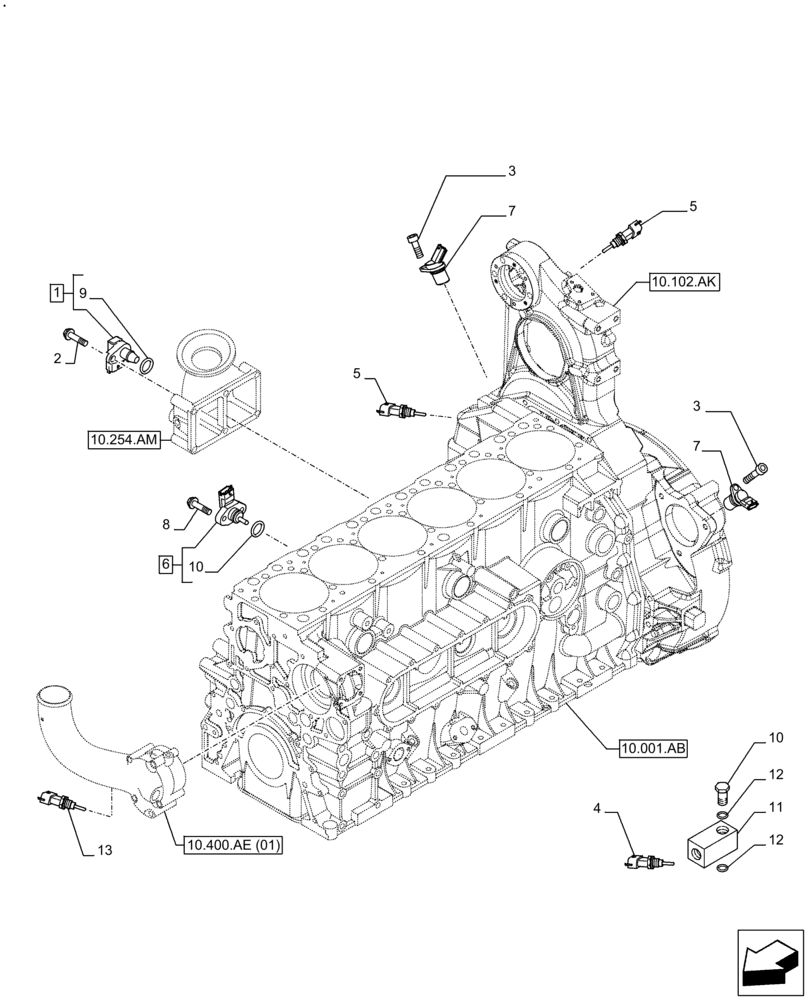 Схема запчастей Case F2CFE614F B004 - (55.015.AC) - ENGINE, SENSOR (55) - ELECTRICAL SYSTEMS