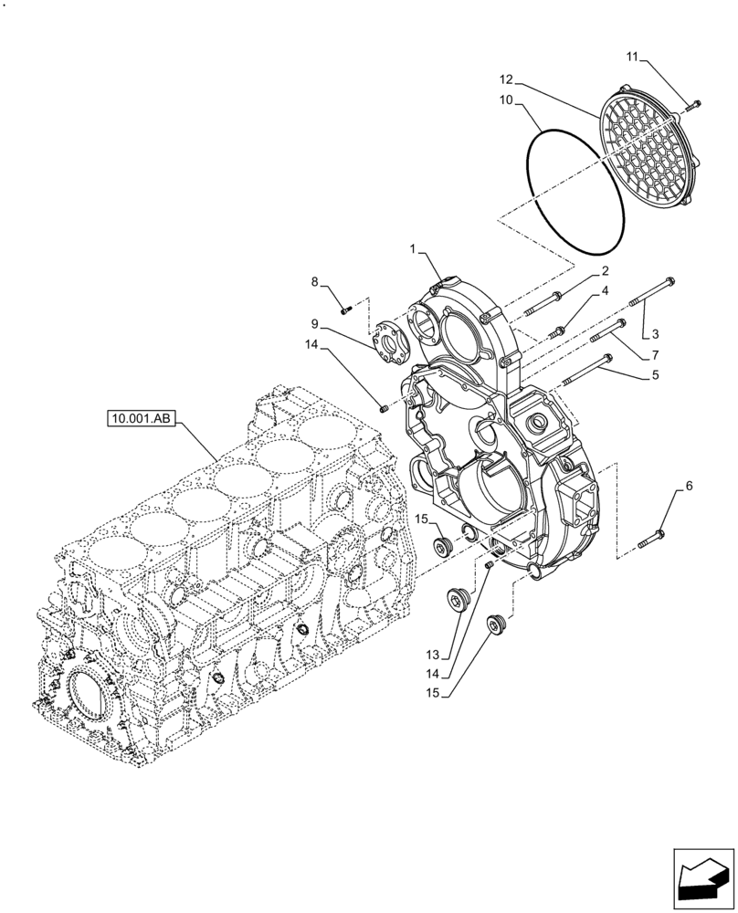 Схема запчастей Case F2CFE614F B004 - (10.102.AK) - CRANKCASE, COVERS (10) - ENGINE