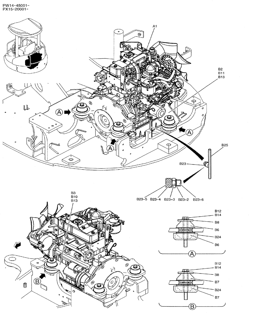 Схема запчастей Case CX31B - (01-006) - ENGINE INSTAL (10) - ENGINE