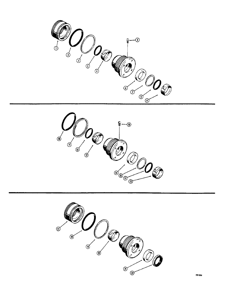 Схема запчастей Case 33 - (346) - CYL PACKING KITS,USED IN LOADER&3 PT HITCH LIFT CYL 3"ID TUBE&1-1/2"DIA. ROD D37353 CYL PACKING KIT 