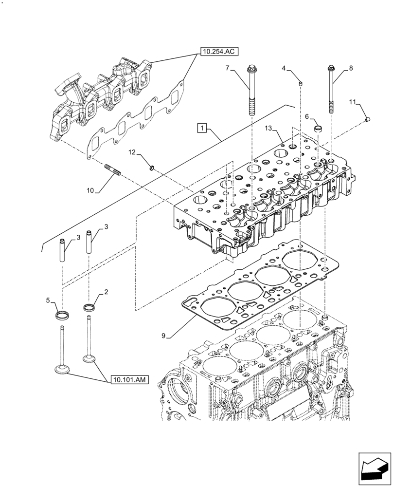 Схема запчастей Case F5HFL463A F006 - (10.101.AA) - CYLINDER HEAD (10) - ENGINE