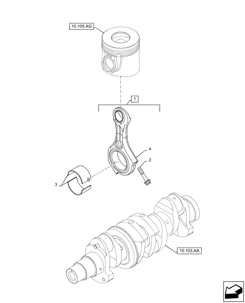 Схема запчастей Case F5HFL463A F006 - (10.105.AB) - CONNECTING ROD (10) - ENGINE