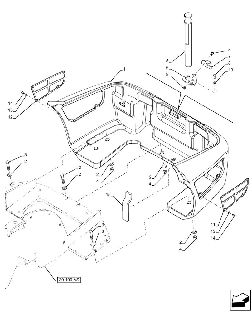 Схема запчастей Case 321F - (39.140.AM[01]) - COUNTERWEIGHT (39) - FRAMES AND BALLASTING