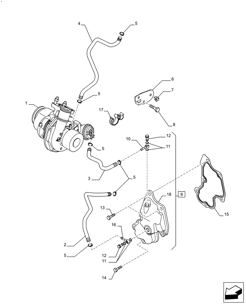 Схема запчастей Case F5HFL463A F006 - (10.250.AC) - TURBOCHARGER (10) - ENGINE