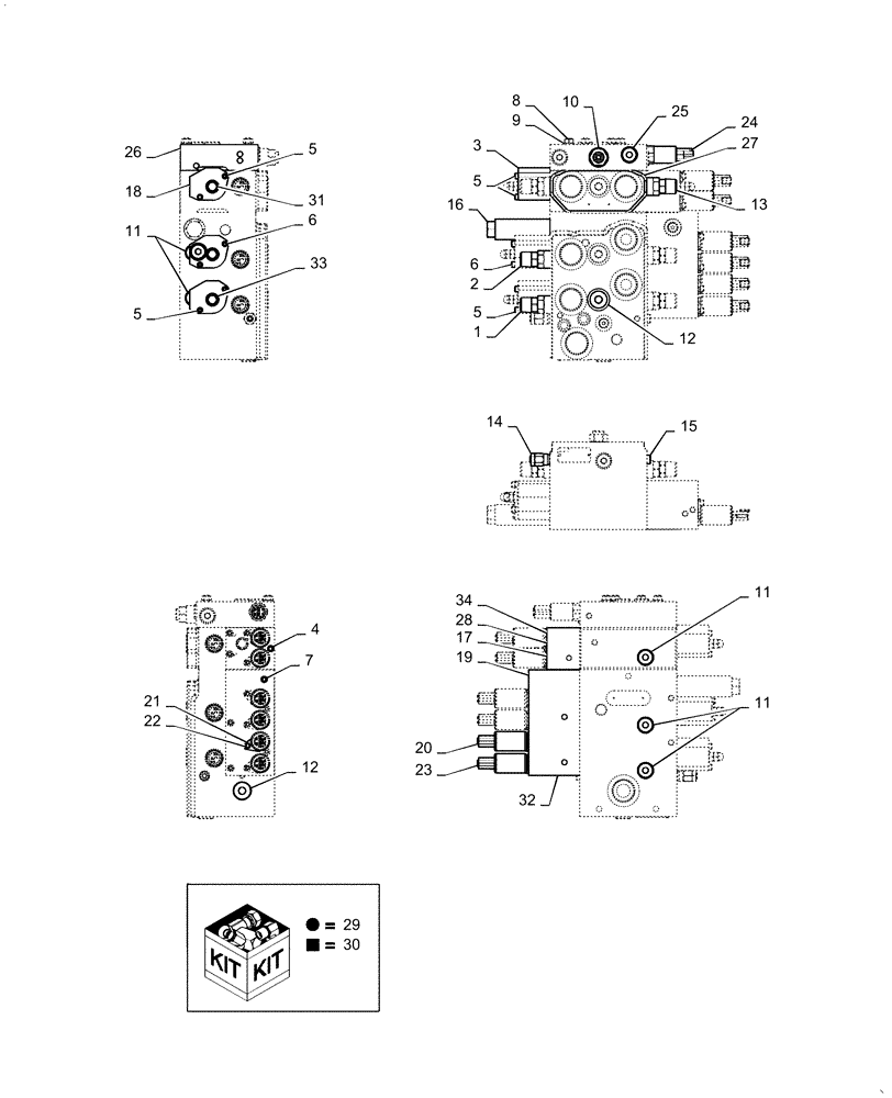 Схема запчастей Case 2050M LT - (35.359.AG[01]) - CONTROL VALVE ASSEMBLY, 3 SPOOL (35) - HYDRAULIC SYSTEMS