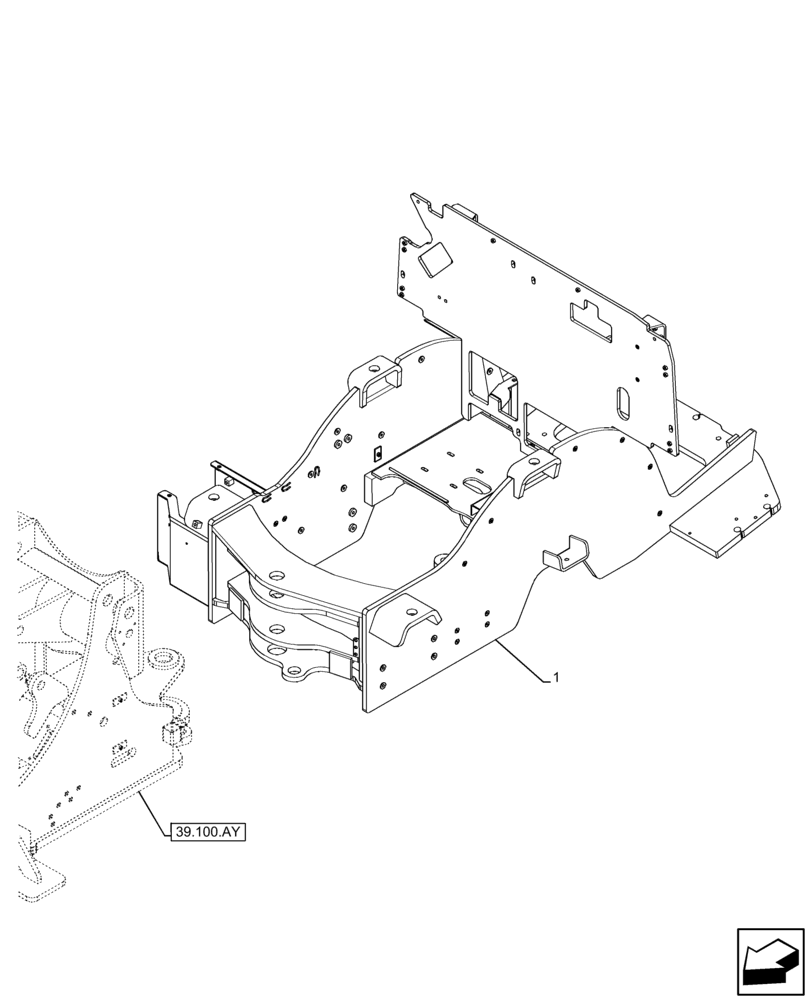 Схема запчастей Case 21F - (39.100.AS) - REAR, FRAME (39) - FRAMES AND BALLASTING