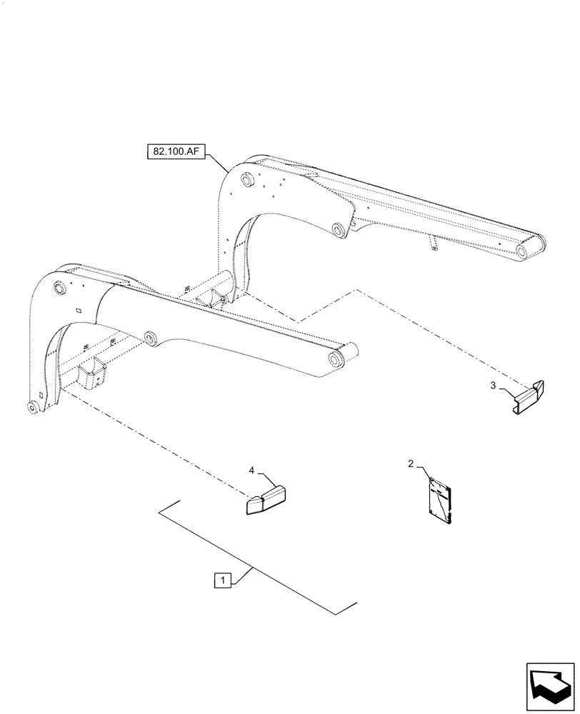 Схема запчастей Case SR160 - (88.100.82[03]) - DIA KIT, CROSS TUBE WELDMENT (88) - ACCESSORIES