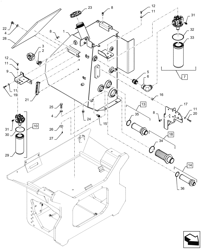 Схема запчастей Case 2050M LT - (35.300.AQ[01]) - HYDRAULIC FLUID RESERVOIR - BSN - NGC109002 (35) - HYDRAULIC SYSTEMS