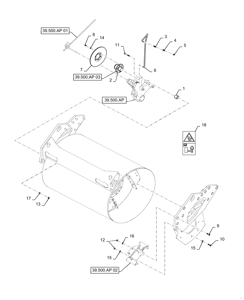 Схема запчастей Case DV210C - (39.500.AP[04]) - RIGHT SIDE CUTTER INSTALLATION - BSN NFNTL2014 (39) - FRAMES AND BALLASTING