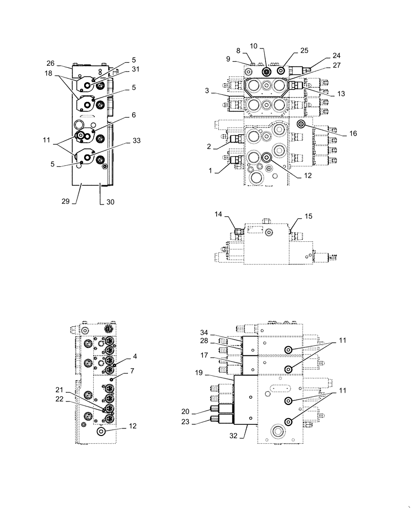 Схема запчастей Case 2050M LT - (35.359.AG) - CONTROL VALVE ASSEMBLY, 4SPOOL (35) - HYDRAULIC SYSTEMS