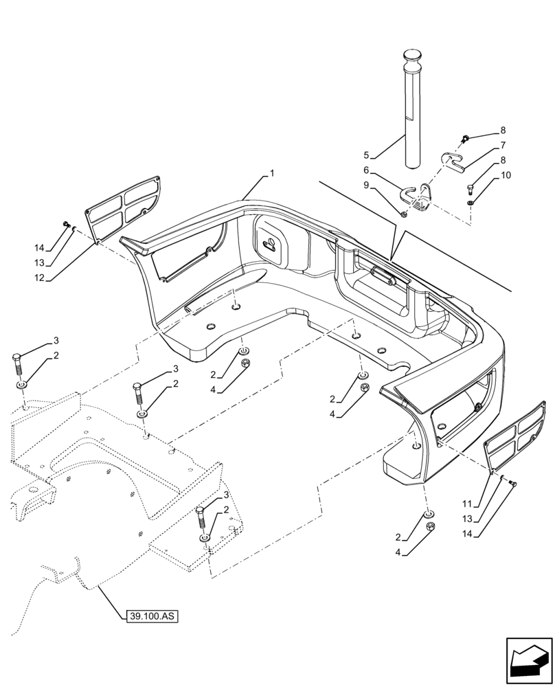 Схема запчастей Case 21F - (39.140.AM[01]) - COUNTERWEIGHT (39) - FRAMES AND BALLASTING