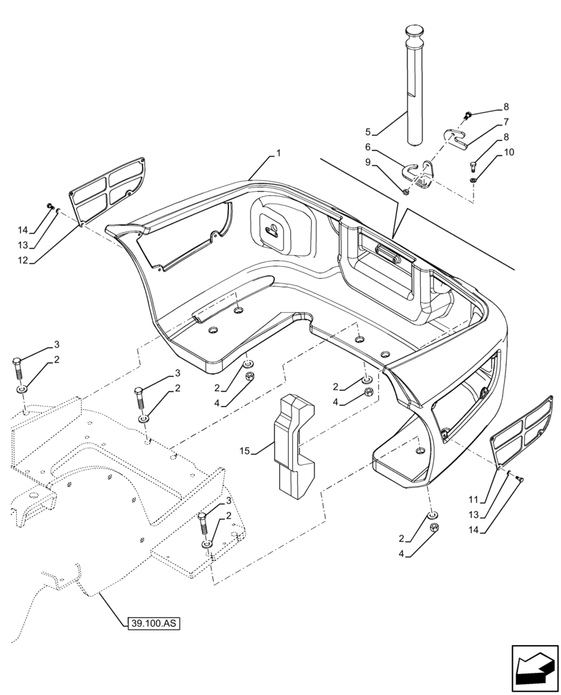 Схема запчастей Case 221F - (39.140.AM[01]) - COUNTERWEIGHT (39) - FRAMES AND BALLASTING