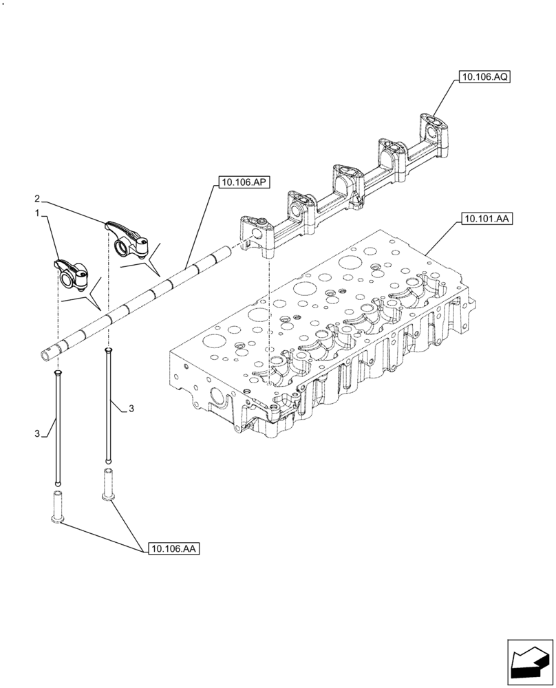 Схема запчастей Case F5HFL463A F006 - (10.106.AO) - ROCKER ARM (10) - ENGINE