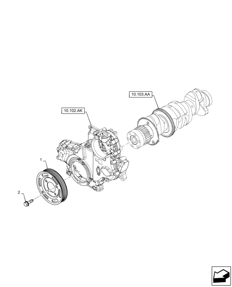 Схема запчастей Case F5HFL463A F006 - (10.103.AG) - CRANKSHAFT PULLEY (10) - ENGINE