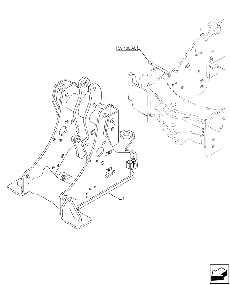 Схема запчастей Case 21F - (39.100.AY) - FRONT, FRAME (39) - FRAMES AND BALLASTING