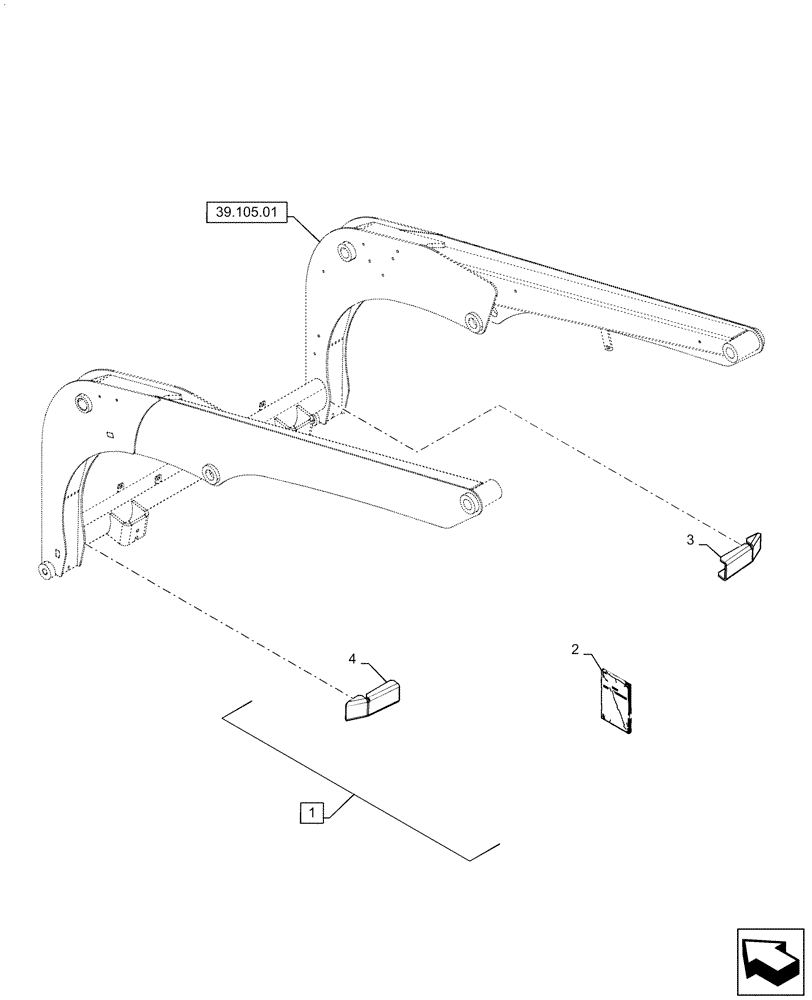 Схема запчастей Case SR130 - (88.100.82[13]) - DIA KIT, CROSS TUBE WELDMENT (88) - ACCESSORIES