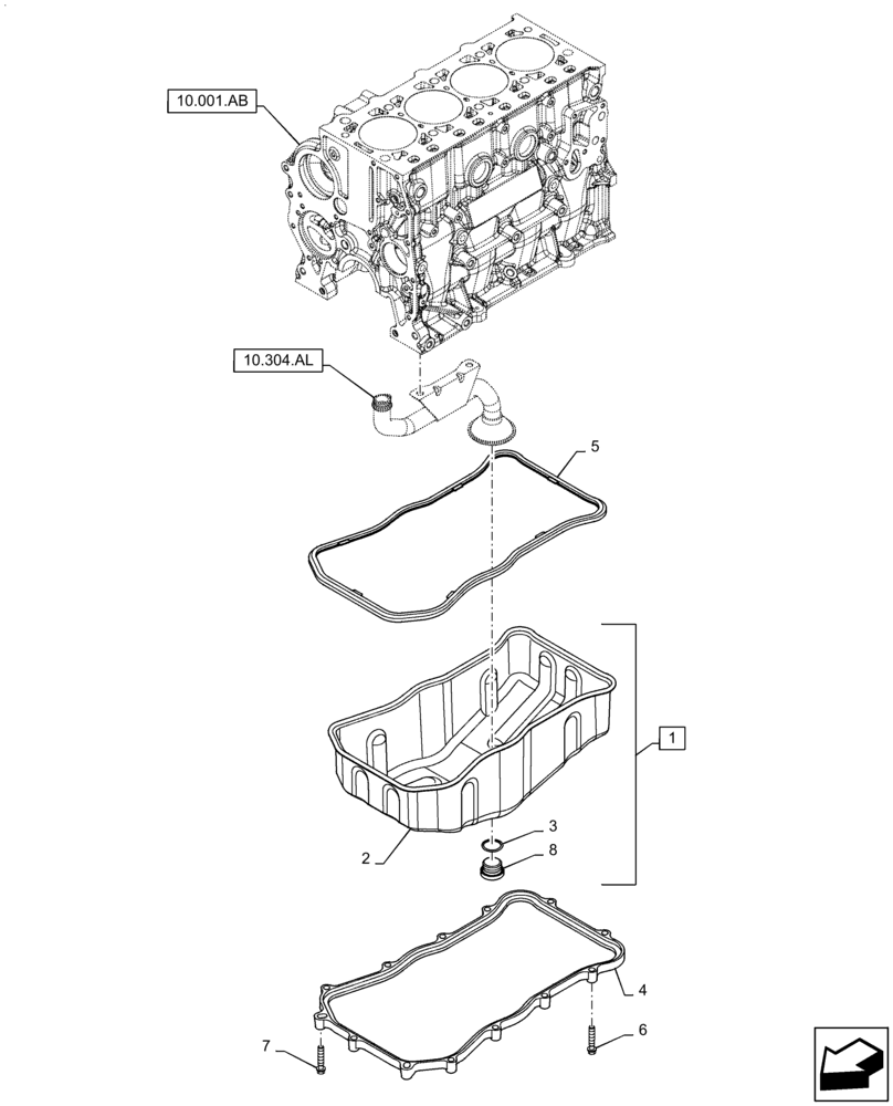 Схема запчастей Case F5HFL463A F006 - (10.102.AP) - OIL SUMP & RELATED PARTS (10) - ENGINE