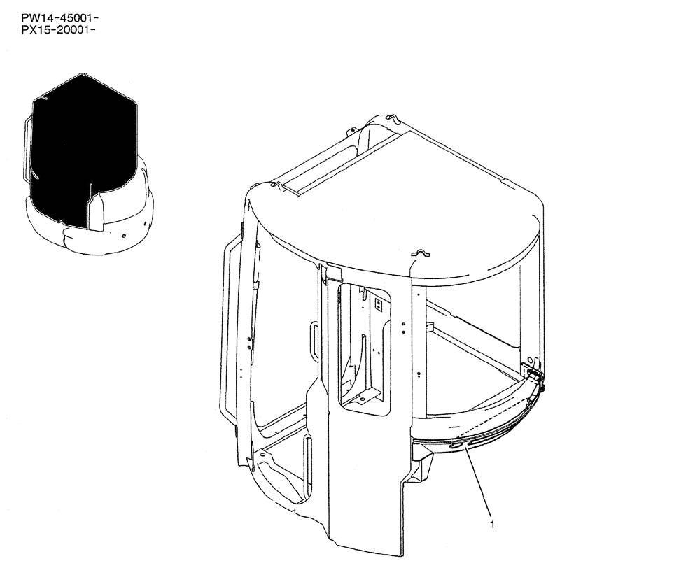 Схема запчастей Case CX31B - (01-043) - CAB INSTAL (90) - PLATFORM, CAB, BODYWORK AND DECALS