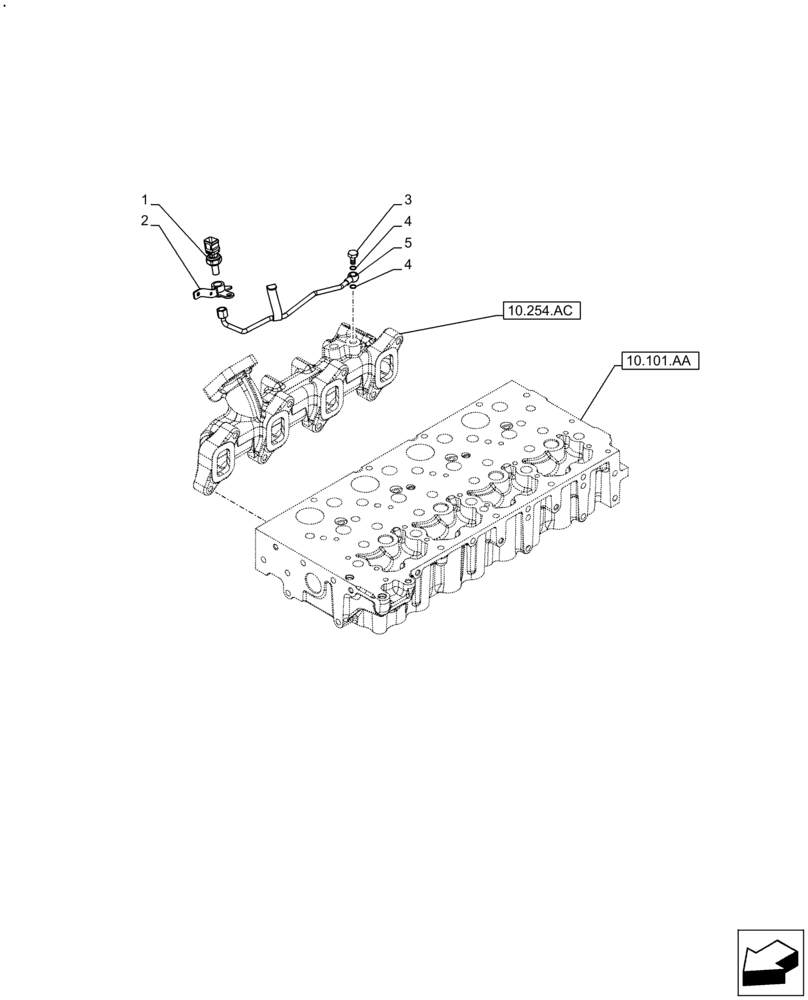 Схема запчастей Case F5HFL463A F006 - (55.014.AN) - EXHAUST MANIFOLD, SENSOR (55) - ELECTRICAL SYSTEMS